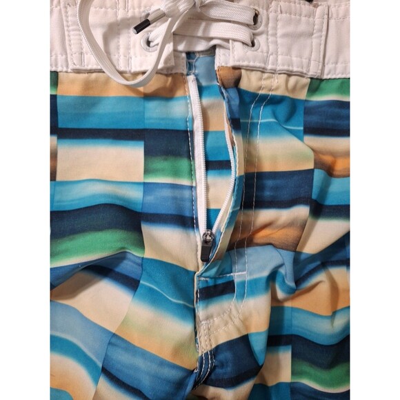 RVCA Danny Fuller Blue Multi Colorblock Unlined Swim Trunks Board Shorts 30 X 9 - Picture 8 of 9